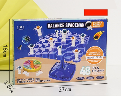 Blue Kids Balance Spaceman Stacking Toy - 48 Astronaut Figures Balance Tree Game with Punishment Wheel & Dice V888-ELOSUNG50167