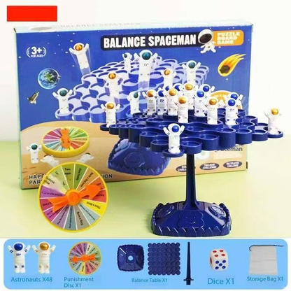 Blue Kids Balance Spaceman Stacking Toy - 48 Astronaut Figures Balance Tree Game with Punishment Wheel & Dice V888-ELOSUNG50167