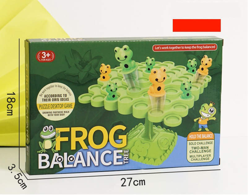 Green Frog Balance Tree Stacking Game - 50PCS Two-Player Balance Board Game with Challenge Spinner, Desktop V888-ELOSUNG50169
