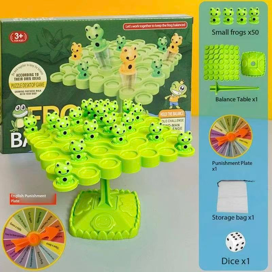 Green Frog Balance Tree Stacking Game - 50PCS Two-Player Balance Board Game with Challenge Spinner, Desktop V888-ELOSUNG50169