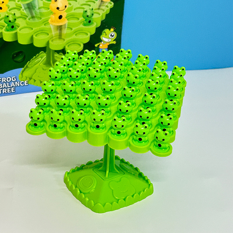Green Frog Balance Tree Stacking Game - 50PCS Two-Player Balance Board Game with Challenge Spinner, Desktop V888-ELOSUNG50169
