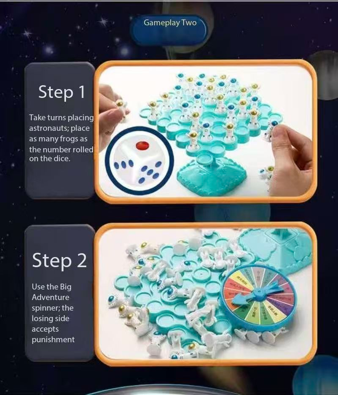 2PCS Two-Player Balance Tree Game Set - 48PCS Stacking Spaceman and 50PCSFrog Figures with Game Accessories - V888-ELOSUNG50170