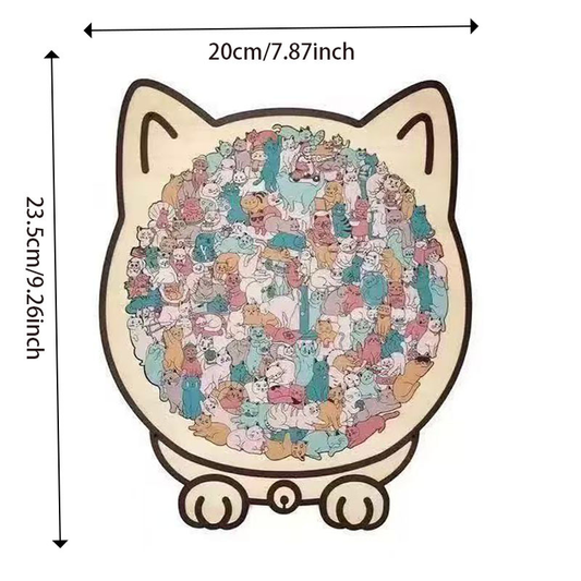 [Macaron Colors]Cat Collection Puzzle - Irregular Shaped Jigsaw with Adorable Kitten Pieces, Stacking Display V888-ELOSUNG50172