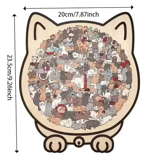 [Morandi Colors]Cat Collection Puzzle - Irregular Shaped Jigsaw with Adorable Kitten Pieces, Stacking Display V888-ELOSUNG50174