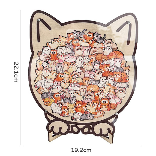 Colorful Cat Collection Puzzle - Irregular Shaped Jigsaw with Adorable Kitten Pieces, Stacking Display Stand V888-ELOSUNG50175