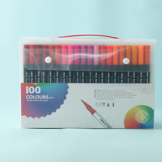 Black 100 COLOURS Dual-Tip Watercolor Marker Set - Colors Washable Art Pens with Brush & Fine Tips for Kids, V888-ELOSUNG50187