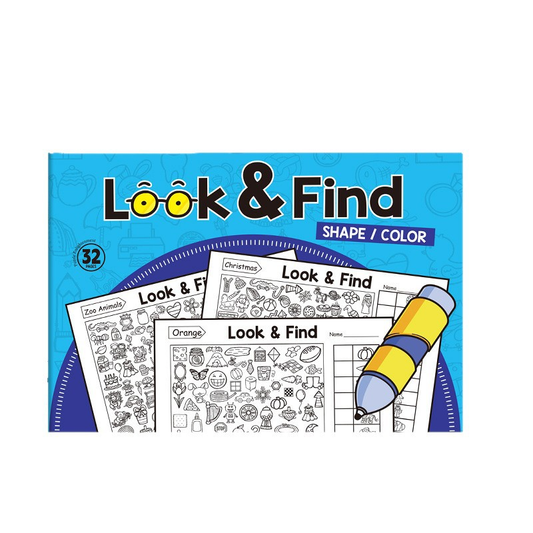 White Look and Find Activity Book with 80 Colors Dual Tip Brush Pens Set, Kids Educational Search and Find V888-ELOSUNG50193