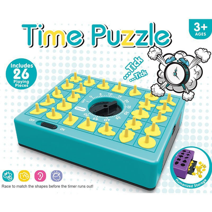 Blue Time Puzzle Shape Matching Game, Kids Educational Memory Board Game with Timer, 26 Pieces Montessori V888-ELOSUNG50199