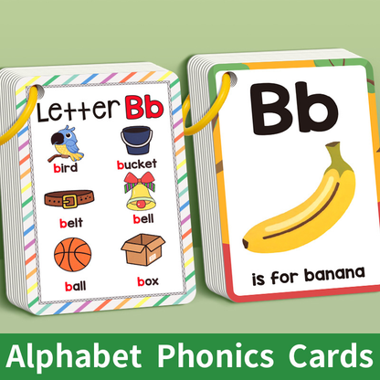 Colorful Alphabet Phonics Flash Cards 27 PCS, ABC Learning Cards with Initial Sound Pictures, Montessori V888-ELOSUNG50201