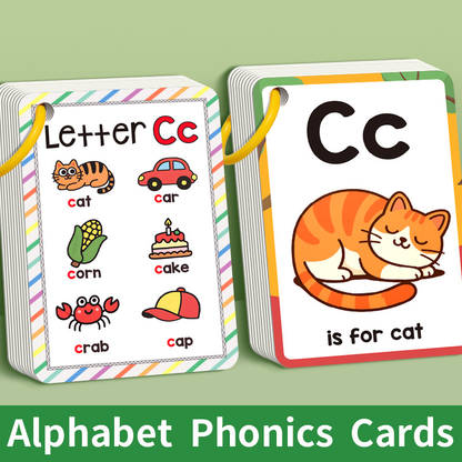 Colorful Alphabet Phonics Flash Cards 27 PCS, ABC Learning Cards with Initial Sound Pictures, Montessori V888-ELOSUNG50201