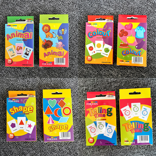 4-Set Kids Early Education Flash Cards, Montessori Cognitive Development Toys for Toddlers Ages 4+, V888-ELOSUNG50202