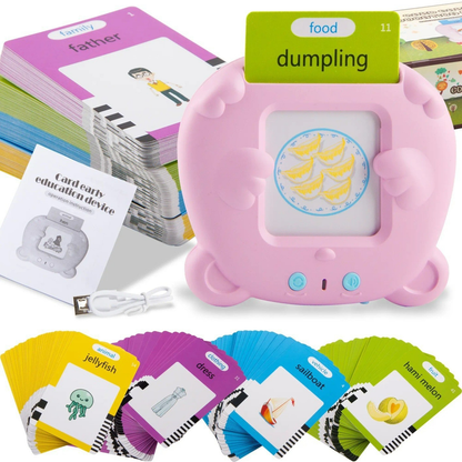 Pink Bear Talking Cards Educational Toy for Toddlers 112 Cards Audible Preschool Learning Machine Early V888-ELOSUNG50214