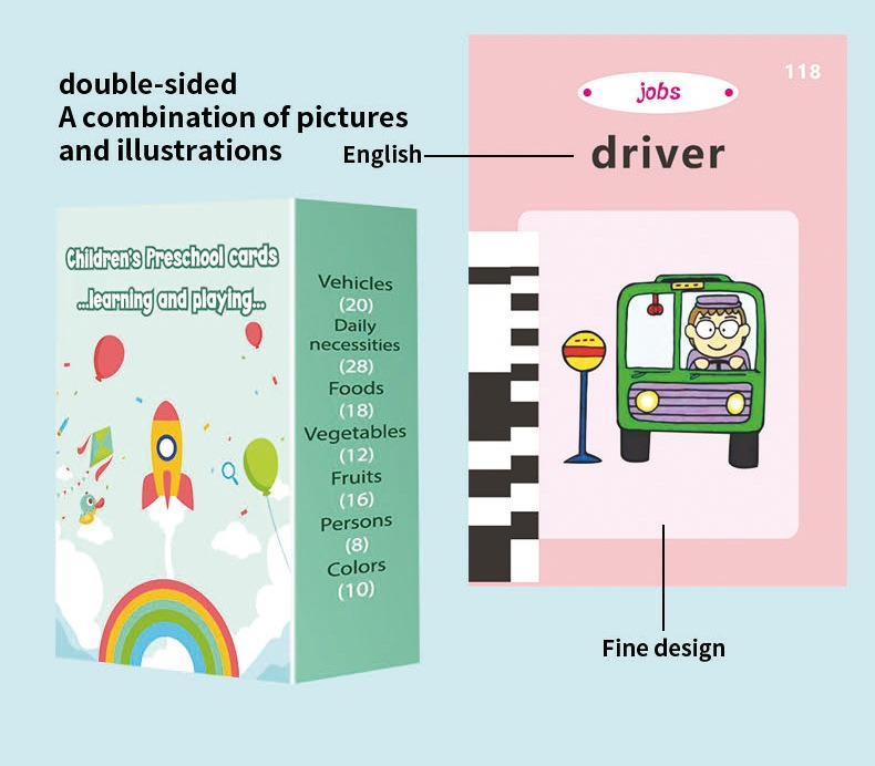 Pink Bear Talking Cards Educational Toy for Toddlers 112 Cards Audible Preschool Learning Machine Early V888-ELOSUNG50214