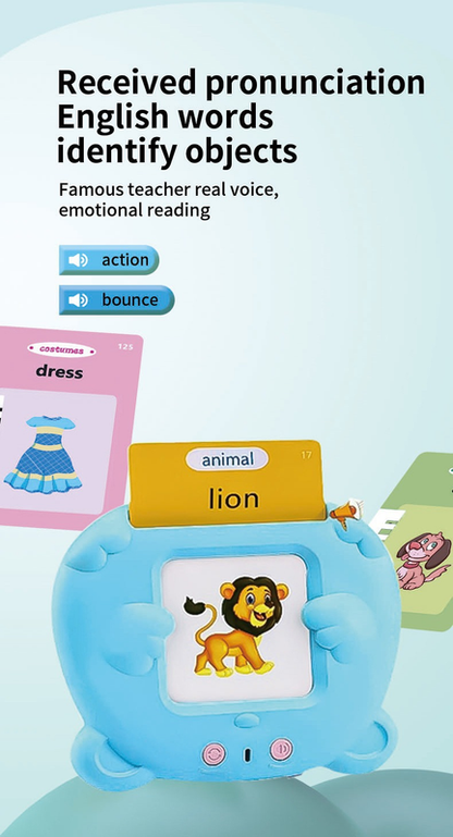 Pink Bear Talking Cards Educational Toy for Toddlers 112 Cards Audible Preschool Learning Machine Early V888-ELOSUNG50214