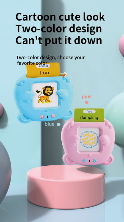 Pink Bear Talking Cards Educational Toy for Toddlers 112 Cards Audible Preschool Learning Machine Early V888-ELOSUNG50214