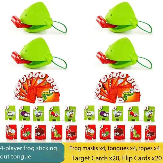 4 Player Frog Tongue Game Lizard Mask Card Battle Family Board Game Parent-Child Interactive Party Game V888-ELOSUNG50217