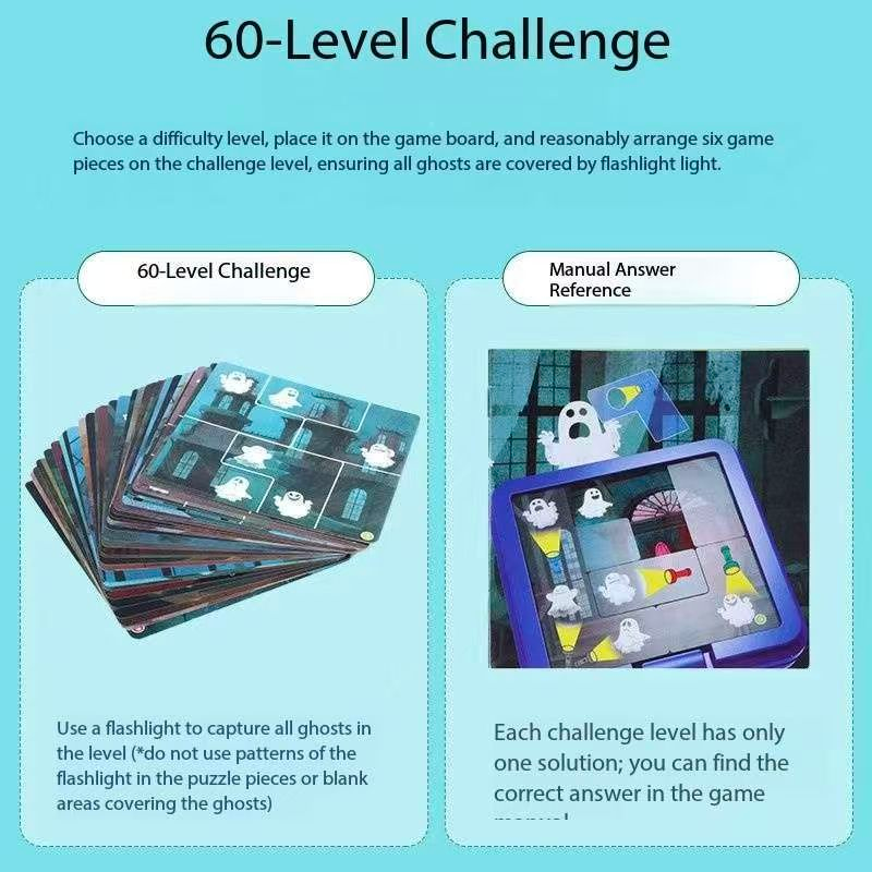 Ghost Catcher Puzzle Game 60 Challenges Logic Brain Teaser Parent-Child Interactive Board Game Concentration V888-ELOSUNG50218