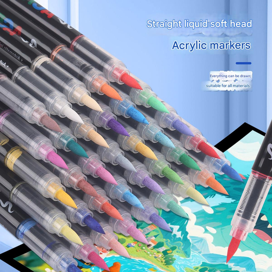 60-Color Liquid Acrylic Paint Markers - Soft Brush Tip| Art & Painting Supplies | Automatic Ink Control V888-ELOSUNG50226