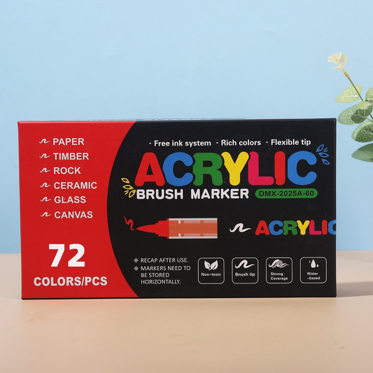 72-Color Liquid Acrylic Paint Markers - Soft Brush Tip| Art & Painting Supplies | Automatic Ink Control V888-ELOSUNG50227