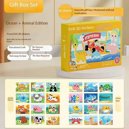 2-pce Kids 3D EVA Foam Sticker Art Kit - Princess Theme DIY Craft Activity Set with 12 Designs, Self-Adhesive V888-ELOSUNG50233