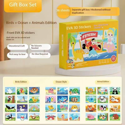 3-pce Kids 3D EVA Foam Sticker Art Kit - Princess Theme DIY Craft Activity Set with 12 Designs, Self-Adhesive V888-ELOSUNG50235