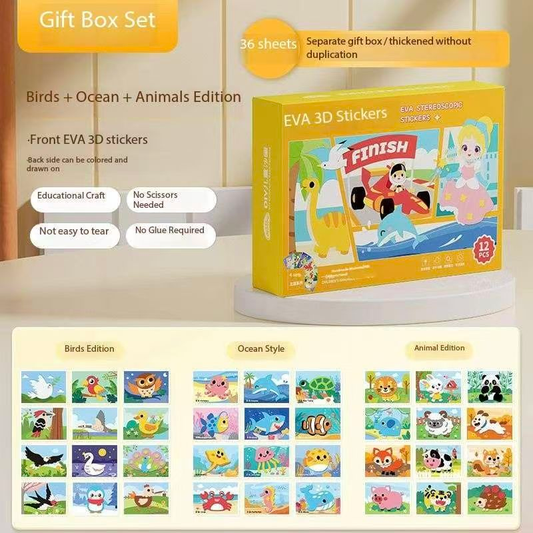 3-pce Kids 3D EVA Foam Sticker Art Kit - Princess Theme DIY Craft Activity Set with 12 Designs, Self-Adhesive V888-ELOSUNG50235