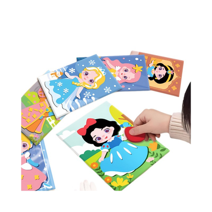 3-pce Kids 3D EVA Foam Sticker Art Kit - Princess Theme DIY Craft Activity Set with 12 Designs, Self-Adhesive V888-ELOSUNG50235
