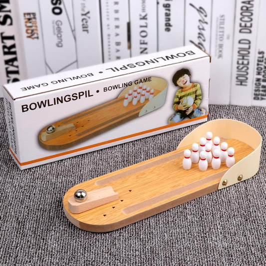 Mini Tabletop Bowling Game Set - Desktop Interactive Parent-Child Toy with Metal Ball, Hand-Eye Coordination V888-ELOSUNG50245