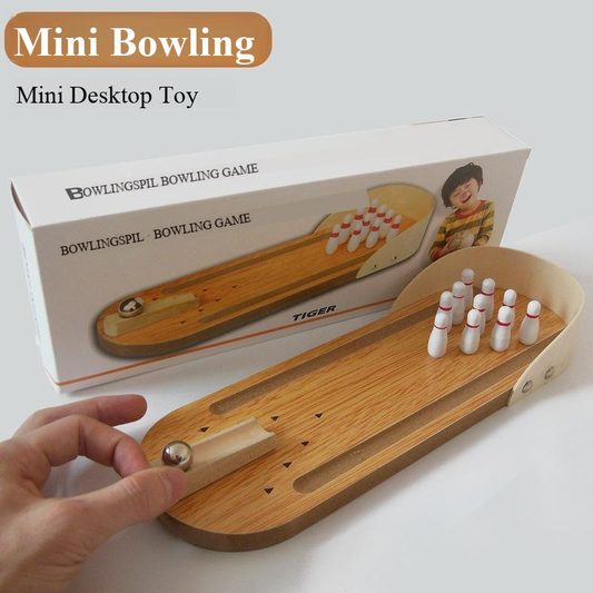 Mini Tabletop Bowling Game Set - Desktop Interactive Parent-Child Toy with Metal Ball, Hand-Eye Coordination V888-ELOSUNG50245