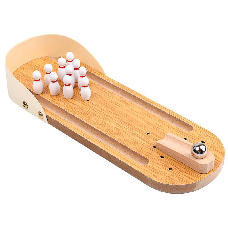 Mini Tabletop Bowling Game Set - Desktop Interactive Parent-Child Toy with Metal Ball, Hand-Eye Coordination V888-ELOSUNG50245