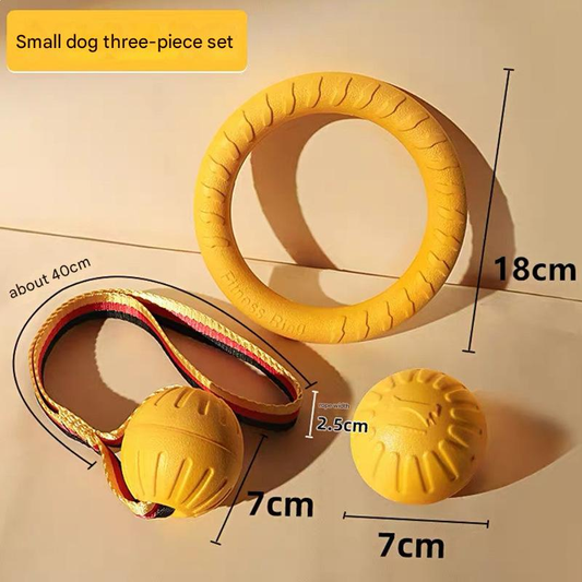 3-Piece Small Dog EVA Floating Dog Ring Toy Set - Interactive Tug-of-War Ring and Water Frisbee, durable chew V888-ELOSUNG50261