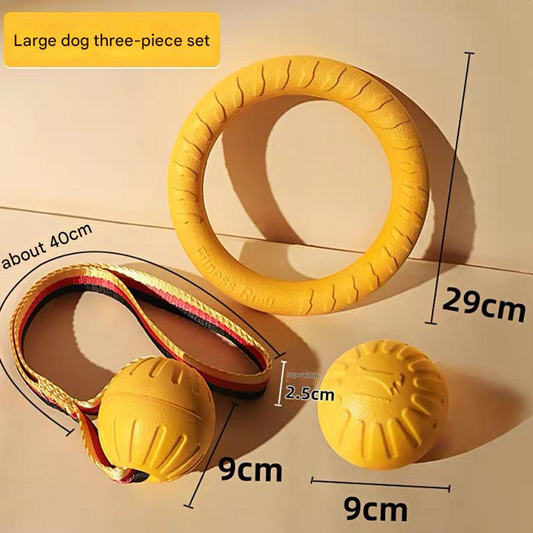 3-Piece Big Dog EVA Floating Dog Ring Toy Set - Interactive Tug-of-War Ring and Water Frisbee, durable chew V888-ELOSUNG50262