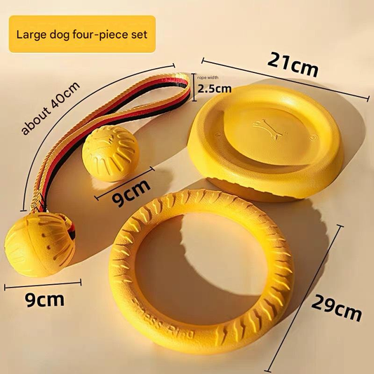 4-Piece Big Dog EVA Floating Dog Ring Toy Set - Interactive Tug-of-War Ring and Water Frisbee, durable chew V888-ELOSUNG50264