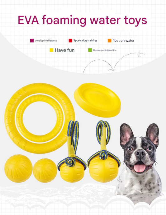 4-Piece Big Dog EVA Floating Dog Ring Toy Set - Interactive Tug-of-War Ring and Water Frisbee, durable chew V888-ELOSUNG50264