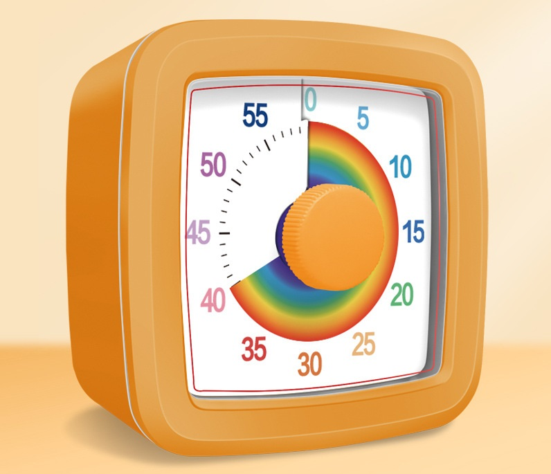 Orange Visual timer for children and the kitchen - a 60-minute rainbow countdown timer, silent operation, V888-ELOSUNG50273