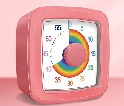 Pink Visual timer for children and the kitchen - a 60-minute rainbow countdown timer, silent operation, V888-ELOSUNG50274