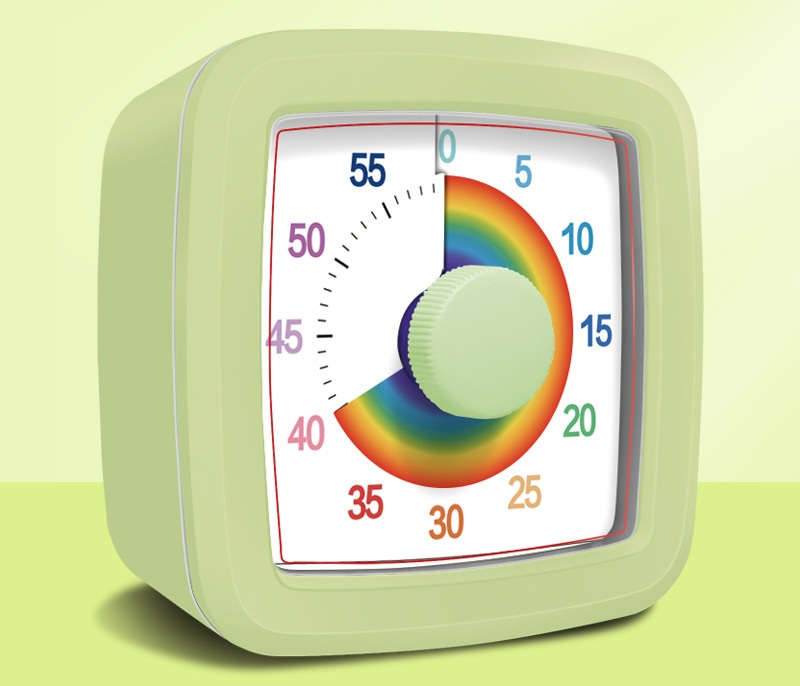 Green Visual timer for children and the kitchen - a 60-minute rainbow countdown timer, silent operation, V888-ELOSUNG50276