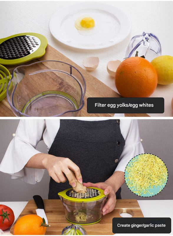 4-in-1 Manual Citrus Juicer with Grater and Egg Separator -Free Multi-Function Hand Press Lemon Orange V888-ELOSUNG50277
