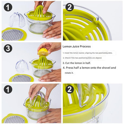 4-in-1 Manual Citrus Juicer with Grater and Egg Separator -Free Multi-Function Hand Press Lemon Orange V888-ELOSUNG50277