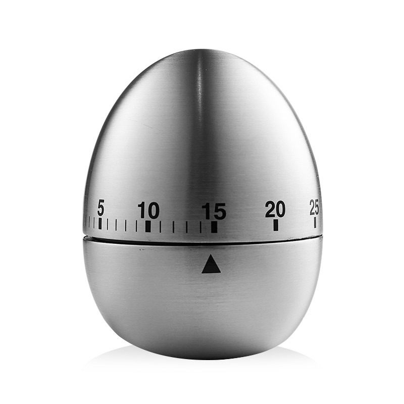 Egg Shape Stainless Steel Kitchen Timer Mechanical Cooking Timer - Wind-Up 60 Minute Countdown Timer - Loud V888-ELOSUNG50296