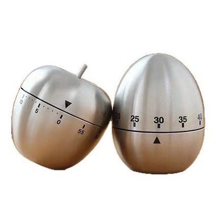 2-piece Apple and Egg Shape Stainless Steel Kitchen Timer Mechanical Cooking Timer - Wind-Up 60 Minute V888-ELOSUNG50297