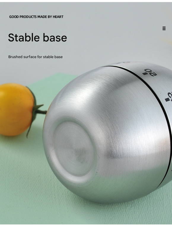 2-piece Apple and Egg Shape Stainless Steel Kitchen Timer Mechanical Cooking Timer - Wind-Up 60 Minute V888-ELOSUNG50297