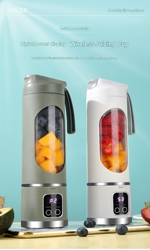 2-piece Purple and Green 7.4V Portable Blender Smoothie Maker 450ml Wireless Rechargeable Juicer Cup with V888-ELOSUNG50323
