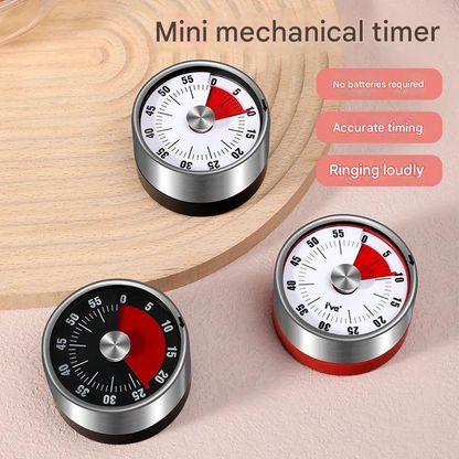 White Stainless Steel Magnetic Kitchen Timer - 60 Minute Mechanical Countdown Timer with Loud Alarm, No V888-ELOSUNG50335