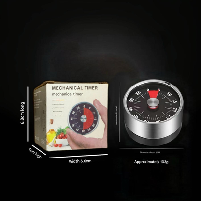 Black Stainless Steel Magnetic Kitchen Timer - 60 Minute Mechanical Countdown Timer with Loud Alarm, No V888-ELOSUNG50336