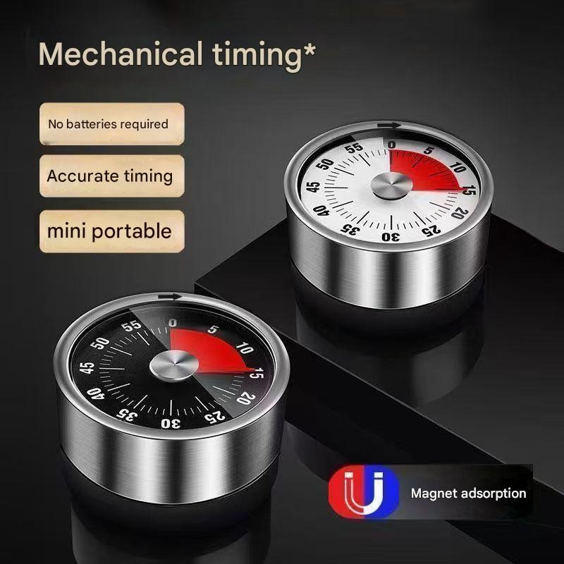 Black Stainless Steel Magnetic Kitchen Timer - 60 Minute Mechanical Countdown Timer with Loud Alarm, No V888-ELOSUNG50336