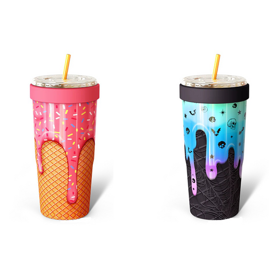 2-piece Pink-orange and Blue-black 30oz Stainless Steel Tumbler with Universal Cup Insulator - Double Wall V888-ELOSUNG50345