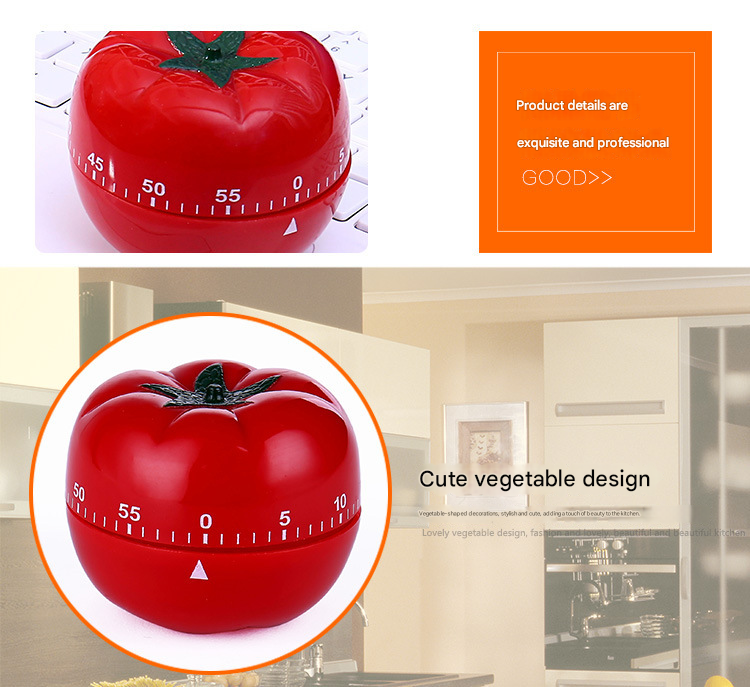 Small Size Tomato-shaped alarm Kitchen Timer - 60 Minute Mechanical Countdown Timer with Loud Alarm, Cute V888-ELOSUNG50347