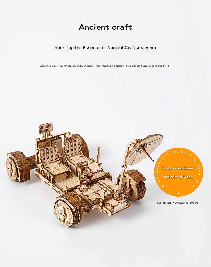3D Wooden Puzzle Lunar Rover Model Kit - DIY Space Exploration Vehicle V888-ELOSUNG50349