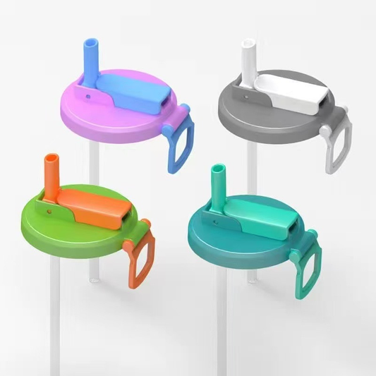 4-piece(Purple and Grey and Green and Blue) Reusable Soda Can Lid with Straw and Carrying Handle - V888-ELOSUNG50402